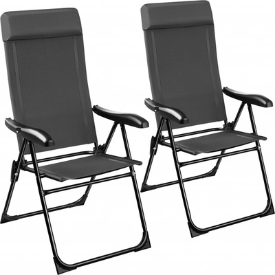 TecTake 405588 skládací kempinková židle müritz s opěrkou hlavy, hliník sada 2 kusů