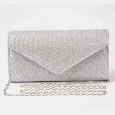 Millie Bags Stříbrná večerní kabelka psaníčko s řetízkem