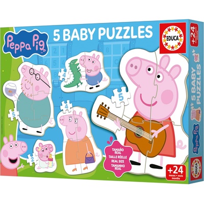 Educa Детски пъзел Educa 5 в 1 - Семейството на Прасенцето Пепа (EDU20319)