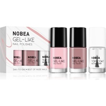 NOBEA Day-to-Day Top coat vrchní ochranný lak na nehty s leskem 6 ml + Base Shade #N01 lak na nehty 6 ml + Light Mauve #N21 lak na nehty 6 ml