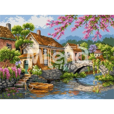 Milena Style Селски пейзаж - Печатана Aida 14 ct без конци