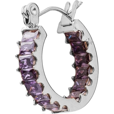 Franco Bene Stříbrné kulaté Crystal náušnice fialové 1463