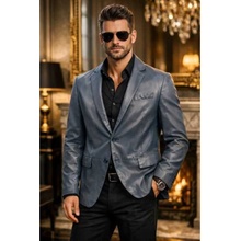 Max Original Leather Pánske kožené sako 5053 dark blue
