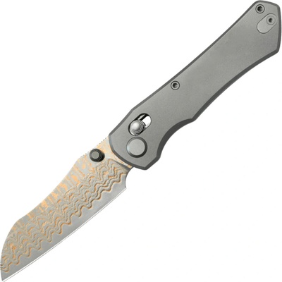 GEO Knife Komodo Damascus Steel&Copper Blade, Ti Handle GEO2509A