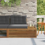 vidaXL Външен край на диван с възглавница Естествен 115 x 83 x 73 см (900575)