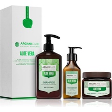 Arganicare Aloe vera hydratačný šampón 400 ml + sérum na vlasy 100 ml + hĺbkovo hydratačná maska na vlasy 500 ml