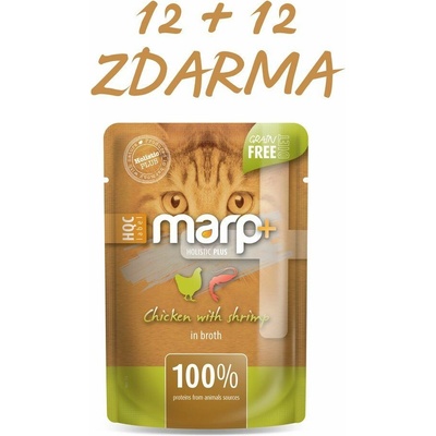 Marp Holistic Plus Cat kapsička kuře s krevetami ve vývaru 55 g SET 12+12