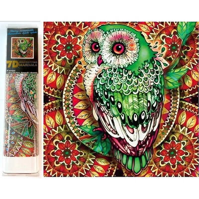 Norimpex Diamantové malování 7D Sova na červené mandale 30 x 30 cm – Hledejceny.cz