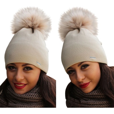 Fashionweek dámská zimní čepice s bambulí ZIZI15 béžový