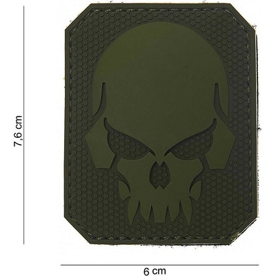 101 INC Nášivka 3D PVC Pirate skull oliv