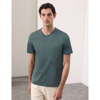 Marks & Spencer Тениска с V-образно деколте, от чиста памук Supima® Marks & Spencer синя Marks & Spencer | Sin | МЪЖЕ | S REG