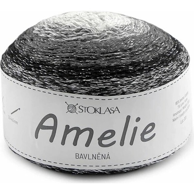 Bavlněná pletací příze Amelie s lurexem 200 g - 2 černá stříbrná