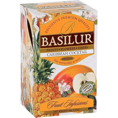 Basilur Fruit Caribbean Cocktail balení čajů porce přebal 25 x 1,8 g