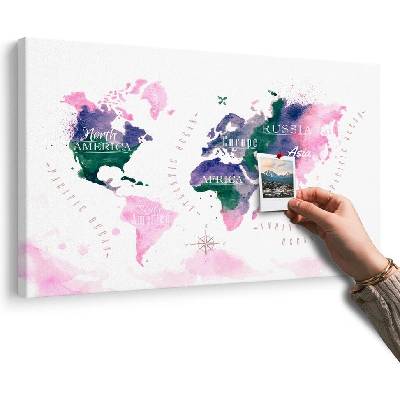 Obraz na korku mapa světa v akvarelovém provedení - 120x80 arrow