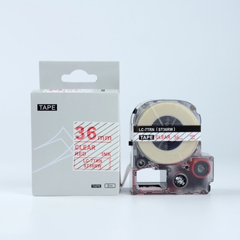Compatible Epson LK-ST36RW, 36mm x 9m, червен печат / прозрачен субстрат, съвместима лента (LKST36RW)