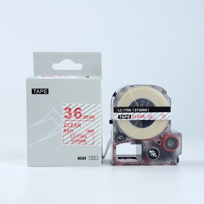 Compatible Epson LK-7TRN, ST36RW, 36mm x 9m, червен печат / прозрачен фон, съвместима лента (LKST36RW)