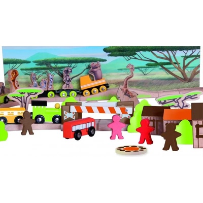 Woodyland Африка дървено влакче с релси и аксесоари (90817)