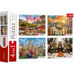 Trefl - Puzzle 4x1000 Premium Plus: Painted Towns + Capibaras - 1 000 piese