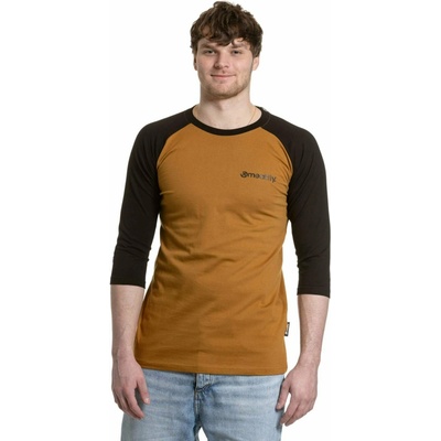 Meatfly мъжка тениска с дълъг ръкав Reagan Raglan Gold Brown / Black Meatfly | Cheren | МЪЖЕ | S