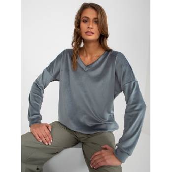 Плюшена дамска блуза в сив цвят 8441.07PLA-Bluza-RV-BL-8441.07P-szaro-niebieski - Сив, размер one size