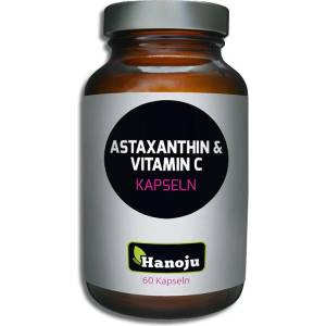 Hanoju Астаксантин 8 mg + Витамин C 500 mg - Клетъчна защита и антиоксидантна подкрепа, 60 капсули (788352 (221560) HANOJU)