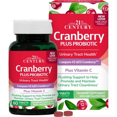21st Century Cranberry Plus Probiotic, 60 таблетки, 21st Century (9122)