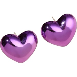 HARAHU Обици AD-33379 - Heart / Лилава KP33379