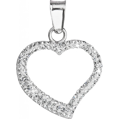 Evolution Group Strieborný prívesok s krištáľmi Swarovski biele srdce 34093