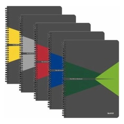 Leitz blok Office šedo červená drátěná kroužková vazba A5 čtverečkovaný 90 listů