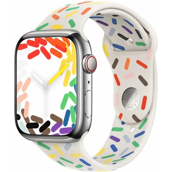 Apple Оригинална силиконова каишка за Apple Watch 42мм, 44мм, 45мм, Ultra 49мм - Apple Watch Pride Edition Sport Band (бял) (mrtp3zm/a)