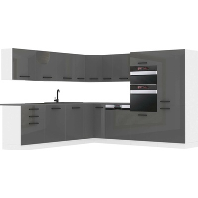 Belini B1 Premium Full Version 540 cm Šedý lesk s pracovní deskou JANE INF JANE/0/WT/S/B/