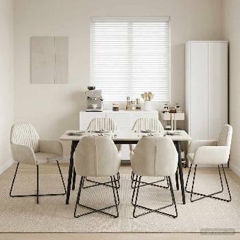 vidaXL Обедени столове 6 pcs Кадифе Кремаво 55 x 50 x 84 см (3428389)
