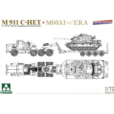 Takom M911 C-HET with M747 Heavy Equipment Semi-Trailer + M60A1 with ERA 1/72