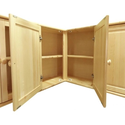 Nábytek z lesa - NZL23 80x80cm - Horní rohová kuchyňská skříňka s policí - masiv borovice