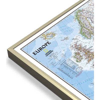 National Geographic Evropa - nástěnná mapa Classic 118 x 92 cm Varianta: mapa v hliníkovém rámu, Provedení: zlatý matný rám