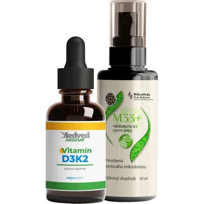 Medveď Natural Vitamín D3K2 Medveď Natural + M33 Mikrobiotický ústny sprej 50 ml