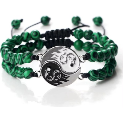 Wrap Q1 XHB-28 Yin Yang Korálkový náramek zelený