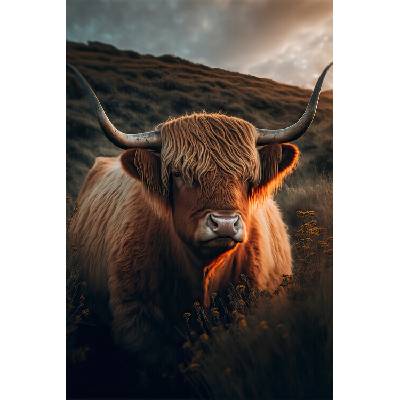 Plagát, Obraz - Highland Cow With Big Horns, Treechild, 26.7 × 40 cm