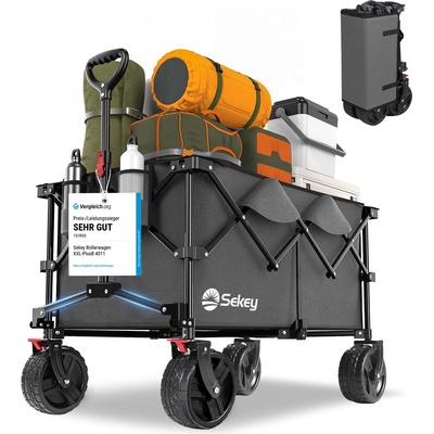 Sekey XXL Plus handcart foldable with brakes 200L 200KG load capacity, extra wide tires all terrain handcart, patented foldable from four directions, - FW20