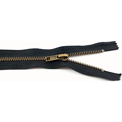 Jeansové zipsy starokovové č. 5 nedeliteľné - dĺžka 6 cm - 25 cm 14 cm čierna