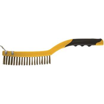 Image 1 of TOPMASTER ЧЕТКА ТЕЛЕНА 3 РЕДА МЕСИНГ СЪС СТЪРГАЛО 350мм (390803)