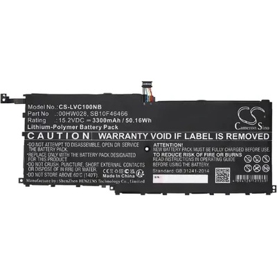 Cameron Sino Батерия за лаптоп LENOVO ThinkPad X1 20FBS0L900, ThinkPad X1 Yoga 20FQA04TAU, 00HW028 LiPo 15.2V 3300 mAh CAMERON SINO (CS-LVC100NB)