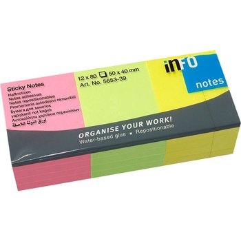 Самоз лист Info Notes Неон 50х40mm 12бр (1901033-58-5653-39)