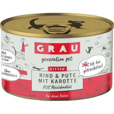 Grau Kitten bez obilnín hovädzie morčacie a mrkva 6 x 200 g