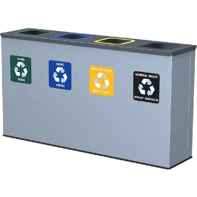Nikaro Zostava košov na triedený odpad Eko Station 4 x 60 l, šedá