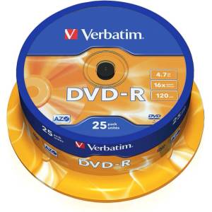 Verbatim DVD-R AZO 4.7GB 16X MATT SILVER SURFACE (25 PACK) (43522) - gtcomputers