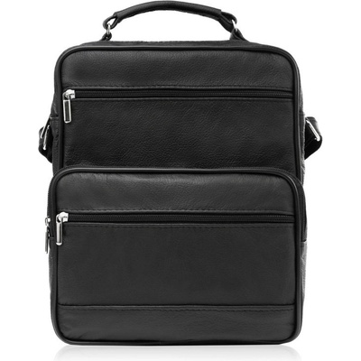 Abruzzo Kožená pánská taška přes rameno messenger do práce černá