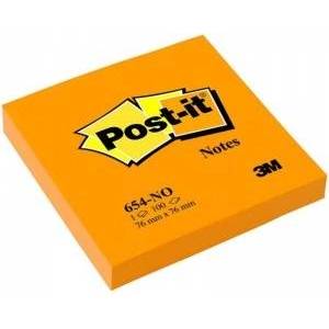 Post-it 3M Adhesive Block POST-IT_ (654N), 76x76mm, 1x100 cards. , bright orange