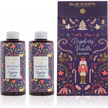 Blue Scents Gift Box raspberry & vanilla - Vianočný darčekový box s vôňou malín a vanilky 300 ml + 300 ml