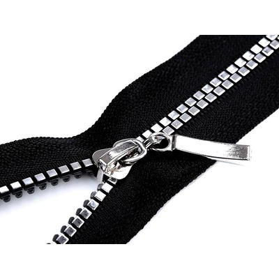 Stoklasa Kostěný zip No 5 délka 70 cm čtvercové zuby Balení: 1 ks, Varianta: 1 (322) černá stříbrná 1 (322) černá stříbrná